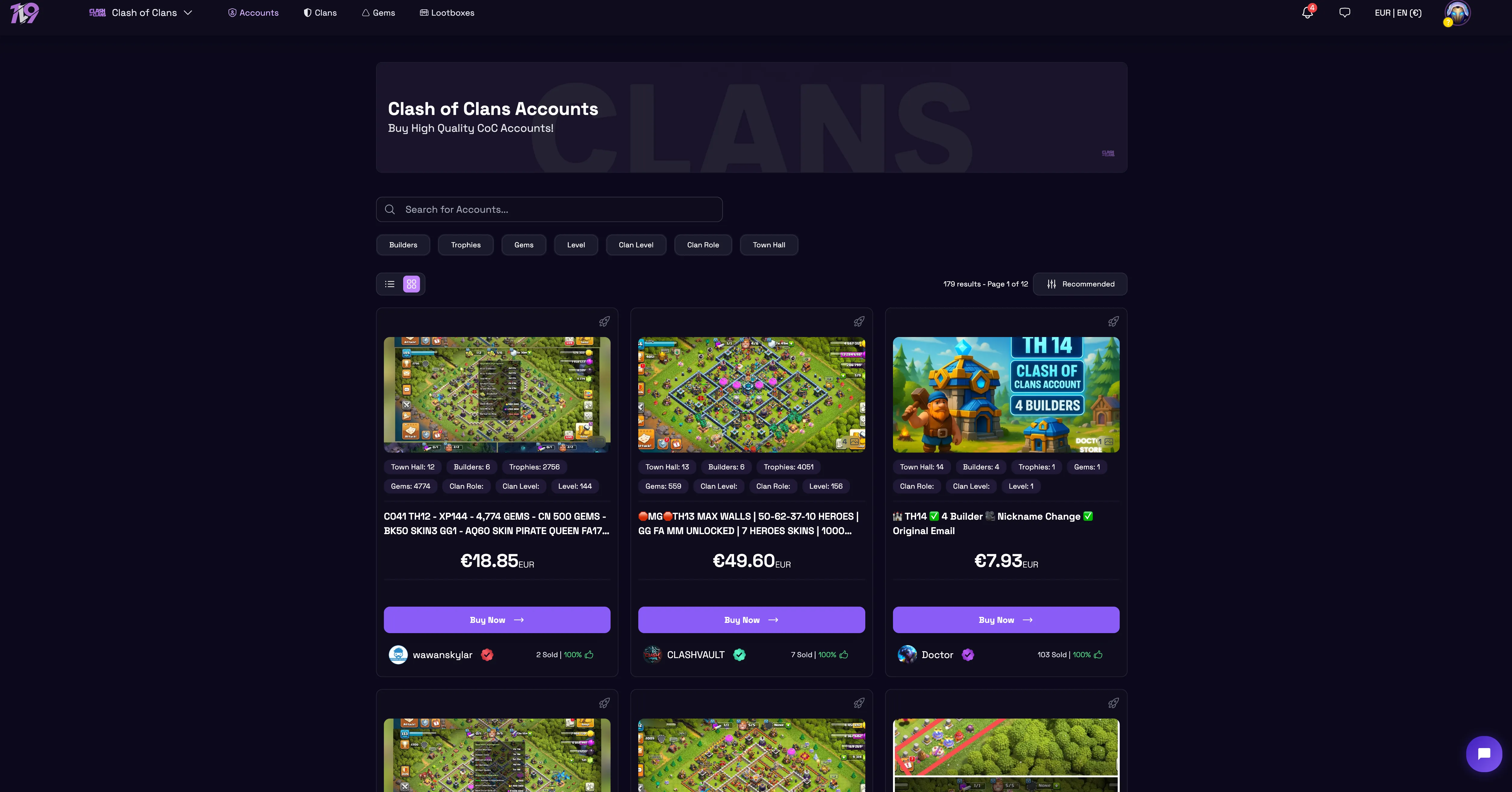 1v9 clash of clans accounts